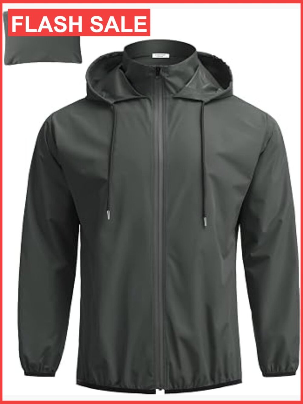 Men's Packable Waterproof Rain Jacket Windbreaker Hooded Lightweight